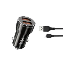 2 X USB Car Charger - With Iphone Cabel - Mobil Tilbehør